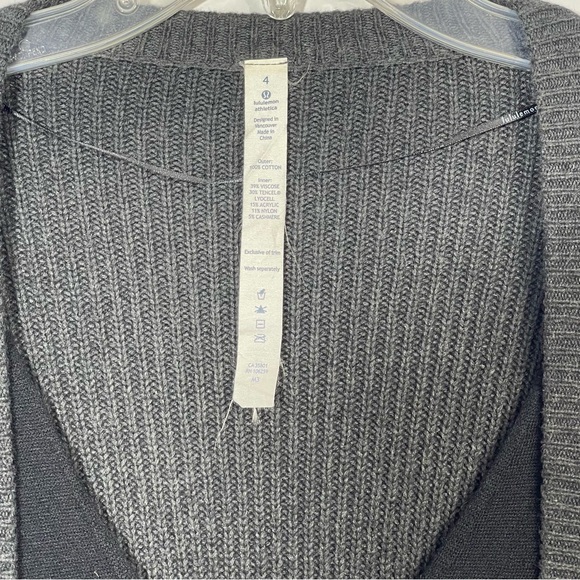 Lululemon Vestigan Heathered Black Size 4 Cashmere Blend Cardigan Sweater Yoga - Picture 9 of 15